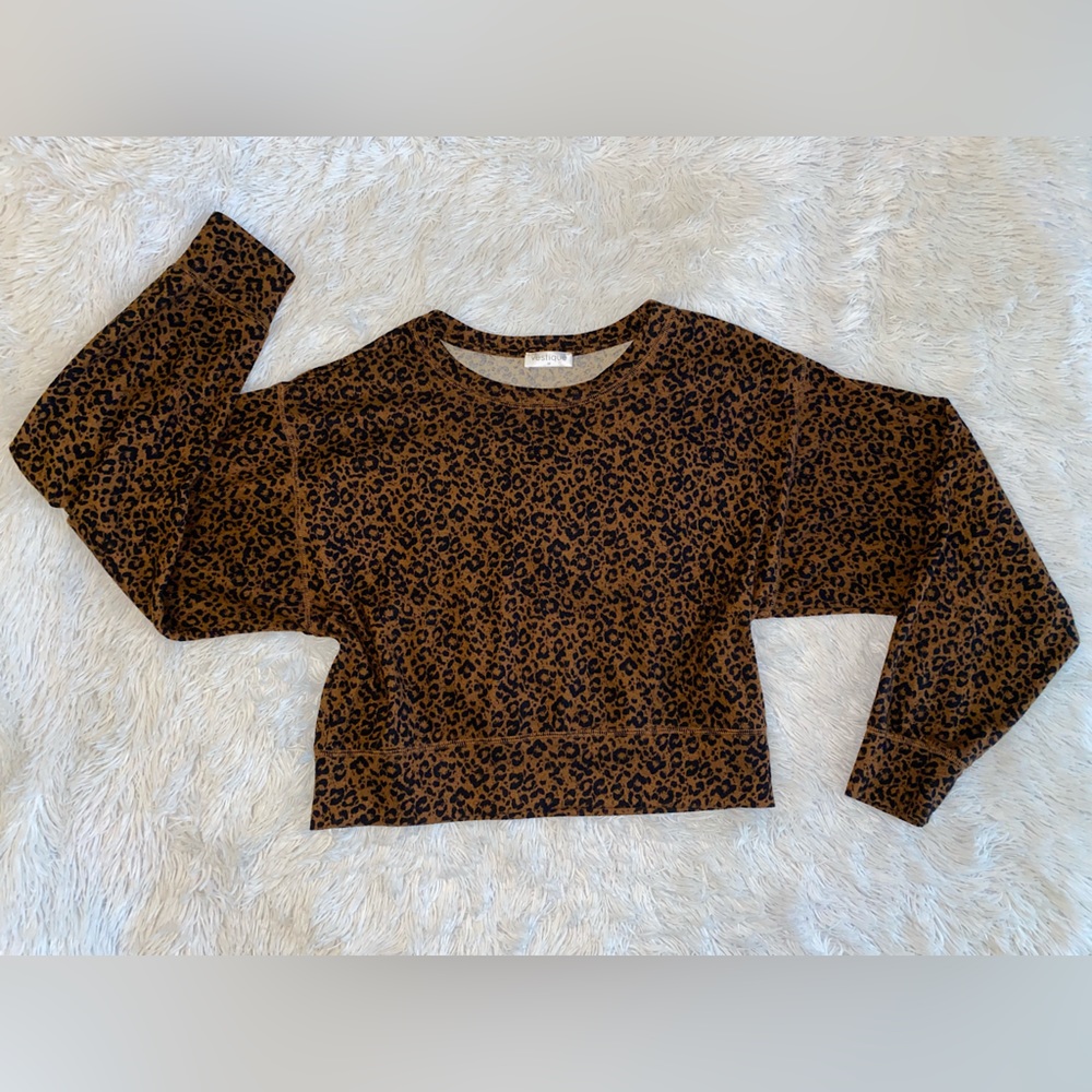 Cropped cheetah print long sleeve shirt